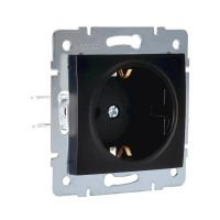 Купить Розетка "KARINA" 1 местн. с заземл, с шторк (механизм) черн. бархат(1/10/120) "LEZARD" 707-4288-124B