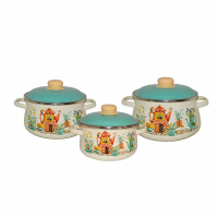 Купить Набор кастрюль эмалиров. №408 "Чайный домик" слон. кость (2 + 4 + 5,5 л) "Стальэмаль"  1с408