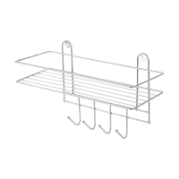 Купить Полка для ванной "LECCO PLUS" 33*21*12,5 см с 4 крючками, хром. (1/8) "Рыжий кот"