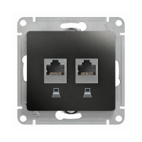 Купить Розетка компьютерная "GLOSSA" 2-х местн. RJ45+RJ45 (механизм) антрацит (1/10/160) "SCHNEIDER"