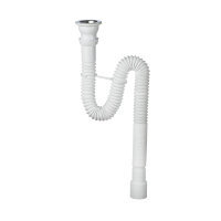 Купить Сифон гофр. выпуск 1 1/2" х 40/50 мм 1200 мм с хомутом жесткости (1/55) "WIRQUIN"