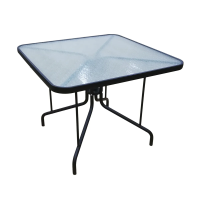 Купить Стол "CAFE4" 100*100*70 см стальной, столешница стекл. рифленая (черный) (1) "ALFART"