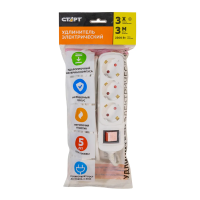 Купить Удлинитель с заземл. и выключ. 3 м 3 розетки с/у S 3x3-ZDV, 2200 вт (1/20) "Старт"