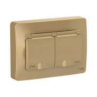 Купить Розетка "BLANCA" 2-х местн. с заземл, с шторками, с крышками 16а, титан (1/5/10) "SCHNEIDER"