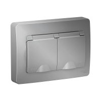 Купить Розетка "BLANCA" 2-х местн. с заземл, с шторками, с крышками 16а, алюминий (1/5/10) "SCHNEIDER"