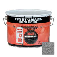 Грунт- эмаль по ржавчине "DALI" 3 в 1 молотковая серебристая 10 л (1) "Рогнеда"