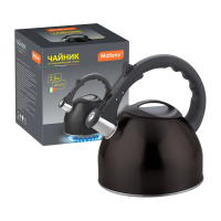 Купить Чайник нержав. 2,5 л со свистком (черный) (1/12) "MALLONY" MAL-042-N