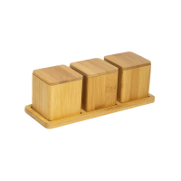 Купить Набор для специй на подставке 3 банки с крышками, бамбук (1/24) "OLAFF" 204-50007
