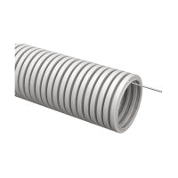 Купить Труба гофрированная пвх D 25 мм с зондом (бухта 10 м) серая (1) "IEK"