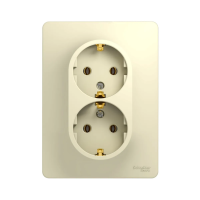 Купить Розетка "GLOSSA" 2-х местн. с заземл. 16а, бежевый (1/10/60) "SCHNEIDER"