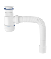 Купить Сифон "Элит мини" с пласт. чашкой 63 мм с гофротрубой 800 мм (1/35) "Вирпласт"