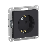 Купить Розетка "ATLASDESIGN" 1 местн. с заземл, с шторками (механизм) 16а, карбон (1/5/20) "SCHNEIDER"