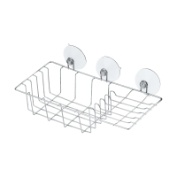 Купить Полка для ванной на присосках, с мыльницей 27*14*9 см хром. (1/12/36) "Рыжий кот" ELINE-BS-1