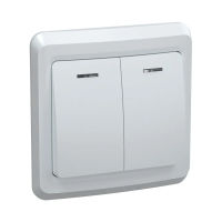 Купить Выключатель "Вега" 2-х кл. с индикатором вс10-2-1-вб, 10а, белый (1/50/200) "IEK"