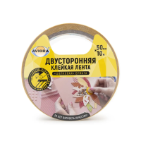 Купить Лента клейкая двусторонняя 50 мм X 10 м (шелковая бумага) белая (1/36) "AVIORA" 303-009
