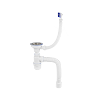 Купить Сифон "Элит" с нерж. чашкой 114 мм с прямоуг. переливом и гофротрубой 800 мм (1/20) "Вирпласт"