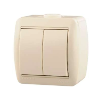 Купить Выключатель открыт. уст. "NATA" 2-х кл., кремовый (1/10/120) "LEZARD" 710-0300-101