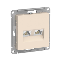 Купить Розетка компьютерная "ATLASDESIGN" 2-х местн. RJ45+RJ45 (механизм) бежевый (1/10/60) "SCHNEIDER"