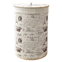 Купить Корзина для белья круглая BLB-08-R  D=33 см н=50 см бамбук, лен (1/12) "Рыжий кот"