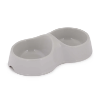 Купить Миска для животных двойная 0,2 л (серая) (1/34) "Альтернатива" м8271