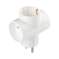 Купить Разветвитель электрический "Викей'' тс-3 е, 2 гнезда +1 гн. с заземл, 16 а, белый (1/100) "Веллконт"