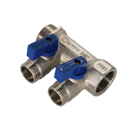 Купить Коллектор с шаров. кранами 1" х 1/2"  2 выхода (наружная резьба) (1/30) "Стм"