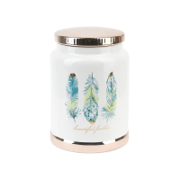 Купить Банка для сыпучих продуктов "Перья" 11,5*11,5*16,5 см, 1150 мл (1/18) "NOUVELLE" 1750186