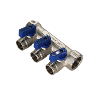 Купить Коллектор с шаров. кранами 1" х 1/2"  3 выхода (наружная резьба) (1/20) "Стм"