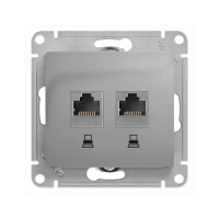 Купить Розетка компьютерная "GLOSSA" 2-х местн. RJ45+RJ45 (механизм) алюминий (1/10/160) "SCHNEIDER"