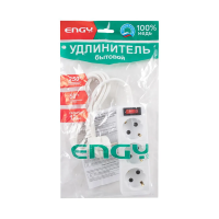 Купить Удлинитель с заземл. и выключ. "ENGY гранд" 2 м, 3 розетки (пвс 3 х 0,75) белый (1/30)