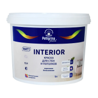 Краска "INTERIOR" для стен и потолков акриловая база а 9 л (1) "Пеллигрина жемчуг"