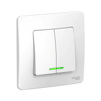 Купить Выключатель "BLANCA" 2-х кл. с индикатором 10а, белый (1/10/60) "SCHNEIDER"