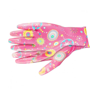 Купить Перчатки садовые полиэстер с нитрил. обливом размер L (красные) (1/12/120) "PALISAD"