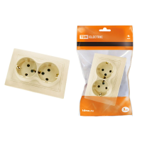 Купить Розетка двойная с заземл. 16а 250в IP20 "Таймыр" слон. кость (1/10/100) TDM SQ1814-0114