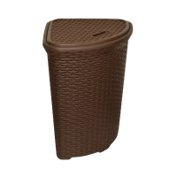 Купить Корзина для белья угловая 60 л "Ротанг" (коричневая) с крышкой (1/8) "Виолет"