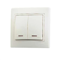 Купить Выключатель "MIRA" 2-х кл. с индикатором, кремовый (1/10/120) "LEZARD" 701-0303-112