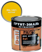Грунт- эмаль по ржавчине "DALI"  3 в 1 желтая (RAL 1021)  0,75 л (1/6) "Рогнеда"