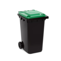 Купить Бак пласт. для мусора с крышкой на колесах 240 л (черный/зеленый) (1) "Альтернатива" м5937