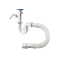 Купить Сифон 1 1/2" х 40 мм с отводом и гофротрубой (1/30) "ORIO" S-41059