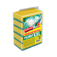 Купить Губки для посуды "XXL" 100 х 70 х 30 мм, упак. 5 шт. (1/30) "AVIKOMP"