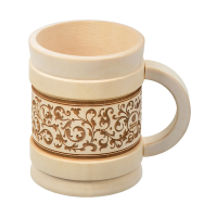 Купить Кружка точёная "Бочонок" с выжигом 0,5 л , липа (1/10) "Банные штучки" 33282