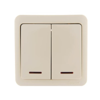 Купить Выключатель открыт. уст. "VIOLA" 2-х кл. с индикатором, кремовый (1/12/144) "LEZARD" 751-0300-112