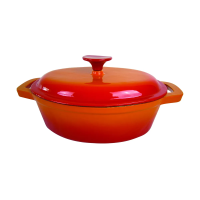 Купить Кастрюля-утятница чугун. 2,1 л эмалиров. (оранжев.) (1/2) "MALLONY" OCE-24
