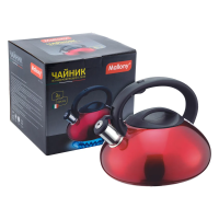 Купить Чайник нержав. 3 л со свистком (красный) (1/6) "MALLONY" MAL-103-R