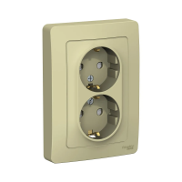 Купить Розетка "BLANCA" 2-х местн. с заземл, с шторками 16а, бежевый (1/6/12) "SCHNEIDER"