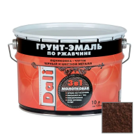 Грунт- эмаль по ржавчине "DALI" 3 в 1 молотковая шоколадная 10 л (1) "Рогнеда"