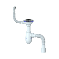 Купить Сифон для мойки с выпуском 3 1/2" с гибким соедин. и кругл. переливом (1/30) "UNICORN" в426