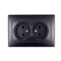 Купить Розетка "MIRA" 2-х местн. (керамика) черный бархат (1/10/120) "LEZARD" 701-4242-128