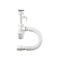 Купить Сифон 1 1/4" х 40 мм с отводом и гофротрубой, удлиненный (1/35) "ORIO" а-32079