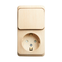 Купить Блок комб. откр. уст. "Этюд" 1 кл. выкл. + розетка с заземл. и шторк., сосна (1/10/80) "SCHNEIDER"